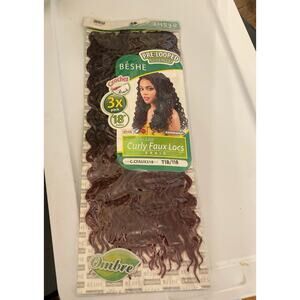 feather lite curly faux locs Braid T1B / 118 ombré black red Pre Looped 18 inch